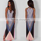 Walson F20009A New 2016 Design Digital Print v Neck Maxi Dress for Women thumbnail-4