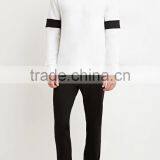 High Quality Black White Colorblocked Cotton-Blend Mens Collar Sweatshirt thumbnail-4