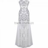 71727 Backless Tube With Sequin Patchwork Long Evening Strapless Dress thumbnail-4