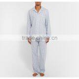 Light Blue and White Checked Men Loungewear Set Long Sleeves Shirt and Trousers thumbnail-2