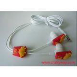 Branded promotional earphones with molded logo