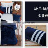 China Wholesale Seablue Stripes Flannel Bedding Set 4pcs thumbnail-2