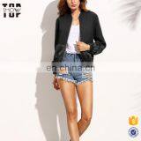 Guangzhou Garments Woman Clothing Color Block Panel Bomber Jacket thumbnail-1