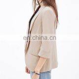 Three Quarter Sleeve Suit Jacket Nude Color Ladies Office Wear Casual Style Fashion Suit Jacket for Mature Women thumbnail-4