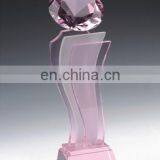 Pink Optical Glass Classics Clear Crystal Diamond Trophy For Souvenir Gifts
