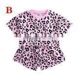 2019 Summer Kids LEOPARD TSHIRT & SHORTS SET Beige Brown Pink Leopard 2pcs Suits Clothing Set thumbnail-3