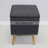 Reatai French Style Black Wood Frame Waiting Room Bench Footstool With Wood Legs thumbnail-3