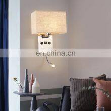 Hotel Style Fabric Wall Lamp Creative Bedroom Led Hotel Bedside Lamp Simple USB Interface Charging Wall Lamp thumbnail-5