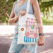 Wholesale Eco-friendly Portable Reusable Large Capacity Fashion Natural Cotton Shopping Canvas Bags With Custom Printed Logo thumbnail-2