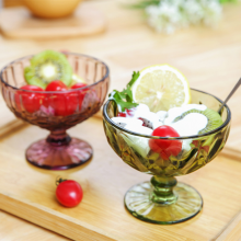 Wholesale Pink Blue Grey Green Colored Ice Cream Cup Glass thumbnail-2