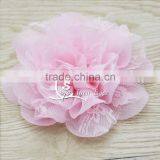 3.75 Inch Chiffon Lace Flower in Pink - Solid Chiffon Flower With Lace- Flower Head for Headbands and DIY Hair Accessories