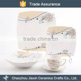 Square White Modern Decal Restaurant Dinnerware Bone China thumbnail-1