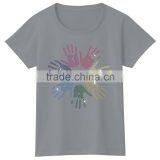 Colorful Hand Printing for Group Activities Short Sleeves Tshirt for Girls thumbnail-4
