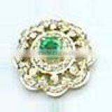 Gold Ear Rings With Diamonds & Emerald thumbnail-1