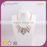 N74316I06 STYLE PLUS Pink White Gold Plate Chain Necklace Jewelry Imitation Crystal Beads Necklace Jewelry Set thumbnail-1