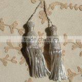 Antique French Silver Metallic Tassels for Your Pillows and Bags Fashion With Looped Cord thumbnail-2