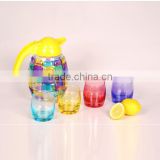 Hand painted 5 pcs fat glass drinkware with color