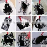 2015 metal black cat Bookmark mystical cute hollow out cartoon bookmark for kids and promitosn