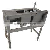 NSF Approval Stainless Steel TwoTubs Bar Sink With 3" Backsplash thumbnail-2