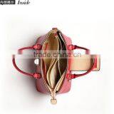 Red Lock Closure Ladies Bag Hard Leather Women Tote Made in China thumbnail-5
