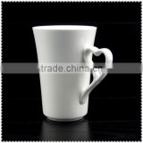 tall ceramic coffee heart shape mug with heart handle