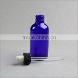 Cobalt Blue Boston Round Glass Bottles With Dropper thumbnail-1