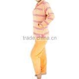 Kevince Women Velour Pyjamas Set Pajama Orange Big Stripes Y/d 1000pcs up OEM Factory Directly thumbnail-2