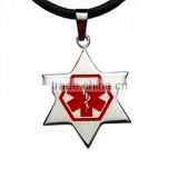 SRP0149 New Products Rod of AsclepiusNecklace Hexagon Shaped Pendant Red Medical Alert Surgical Stainless Steel Pendant