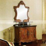 WTS214600 Rustic Furniture Old Traditional Royal Light Brown Solid Wood Bathroom Cabinet