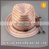Unisex Paper Straw Cheap Fedora Hat Custom Logo Band/Ribbon/Rope Hat thumbnail-4