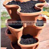 Stackable Garden Planter Herb Flower Pots Indoor Outdoor Round Clover thumbnail-4