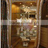 French Rococo Style Wood Carved Round Glass Door Corner Display Cabinet/ Palace Classic Living Room Wine Cabinet, Vitrine thumbnail-4