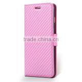 High Quality Carbon Fiber Pattern Wallet Flip Stand Leather Mobile Phone Case For IPhone 6S thumbnail-5