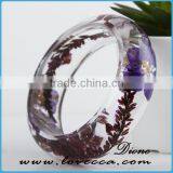Pressed Dried Real Flowers Clear Bangle Women Resin Bracelet Flower thumbnail-5