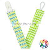 Green Narrow Chevron Ribbon White Plastic Pacifier Clips thumbnail-1