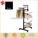 4 Tier Merchandising Gondola Metal Display Black Shelving 2 Clothes Rails thumbnail-1