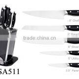 5PCS ABS Handle Stainless Steel Knife Set With Acrylic Base thumbnail-1