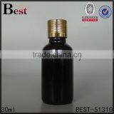Wholesale 30ml Cosmetic Bottle Black Glass Aluminum Cap Essential Oil Fragrance Perfume Screen Printing Hot Stamping Free Sample thumbnail-3