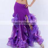 Egyptian Style Belly Dance Skirt With Ruffle Side Slit thumbnail-1