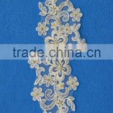 Hand bead pearls sunflower embroidery lace flower for ladies garment