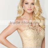 New Fashion Halter Lace Knee Length Sexy Evening Dress thumbnail-4