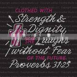 Clothed With Strength Iron On Rhinestone Crystal T-Shirt Transfer by Jubilee Rhinestones thumbnail-1