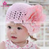 Big Flower Peach Color Handmade Crochat Hat With Pearl Kids Photo Props Pretty Cap HT6012001 thumbnail-1