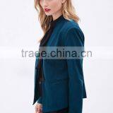 Collarless Woven Blazers for Women thumbnail-4