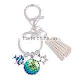 Off-white & Blue AB Color Tassel Star Clear Rhinestone Fish /Dragon Scale Keychain thumbnail-1
