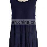 Women Slim Girls Navy Chiffon Pleated Casual Tunci Party Dress thumbnail-5