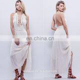 High Qaulity Lace Trim Cotton Gauze Maxi Dress ,fashion Woman Cotton Party Dress thumbnail-2