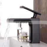 Modern Single Handle Waterfall Deck Mounted Square Sink Faucet Bathroom Brass Basin Tap thumbnail-2