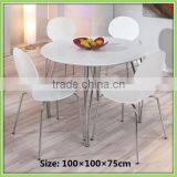 New Design Round 4 Seater White Wood Dining Table and Chair