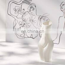 2021 Handmade Nordic White Abstract Minimalist Home Decor Accessories Ceramic Female Body Flower Vase thumbnail-2